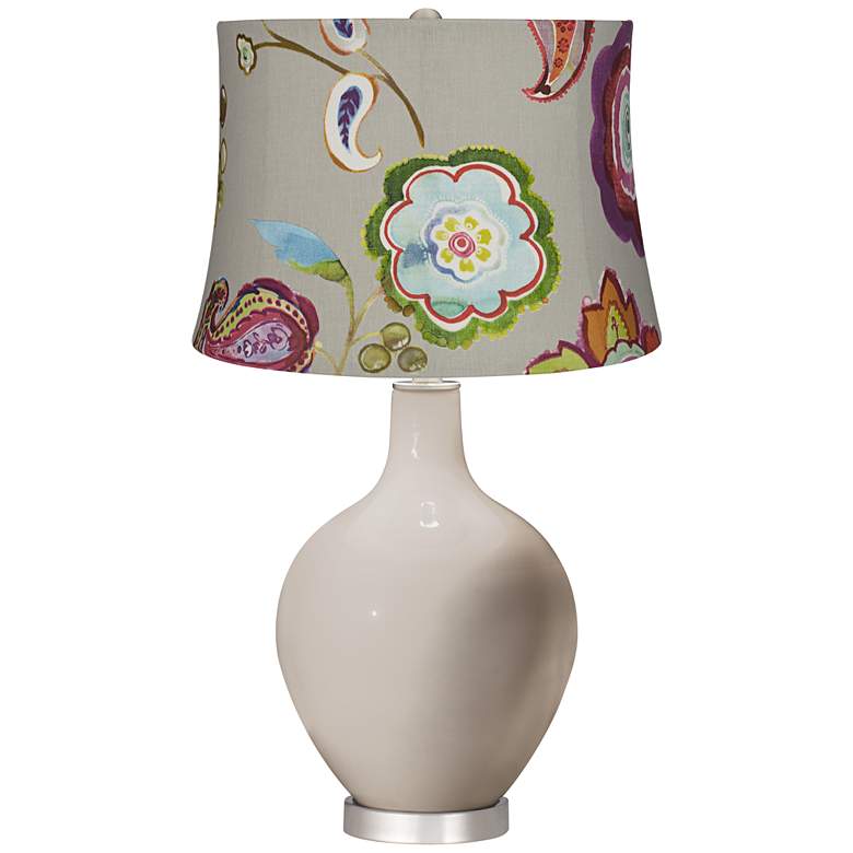 Image 1 Pediment Beige with Flowers Ovo Table Lamp