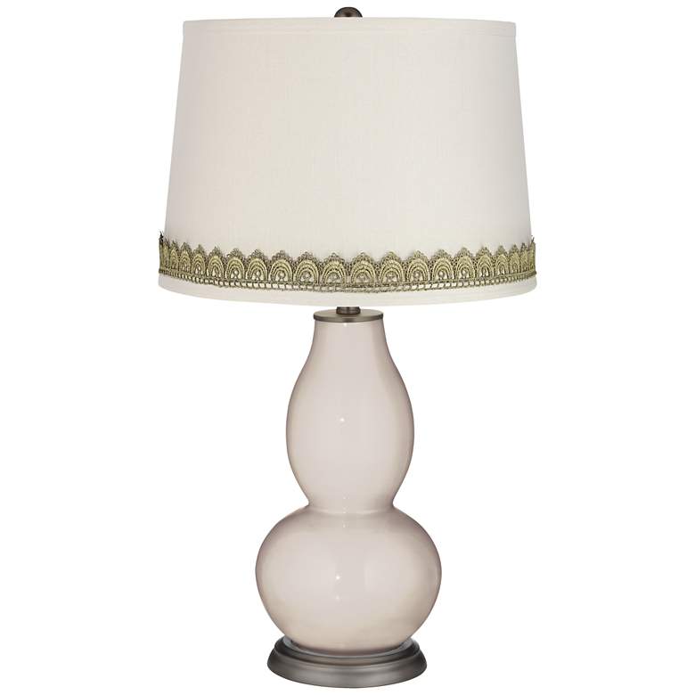Image 1 Pediment Double Gourd Table Lamp with Scallop Lace Trim