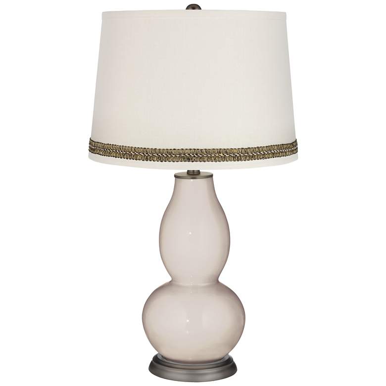 Image 1 Pediment Double Gourd Table Lamp with Wave Braid Trim