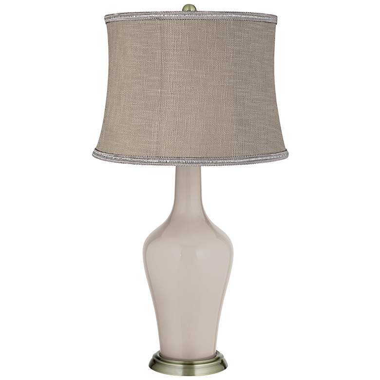 Image 1 Pediment Gray Textured Linen Shade Anya Table Lamp