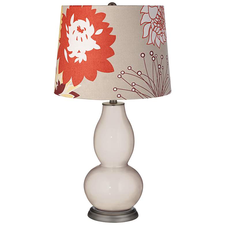 Image 1 Pediment Orange Floral Shade Double Gourd Table Lamp