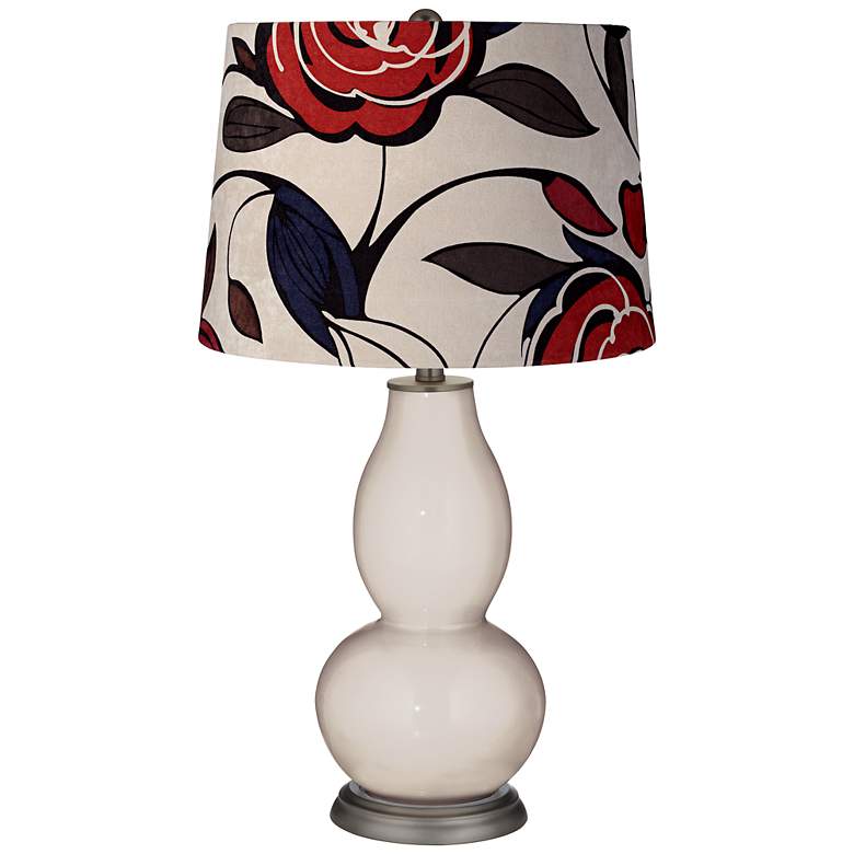 Image 1 Pediment Red and Blue Flowers Double Gourd Table Lamp