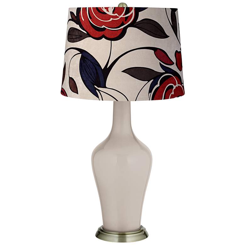 Image 1 Pediment Red and Blue Flowers Shade Anya Table Lamp