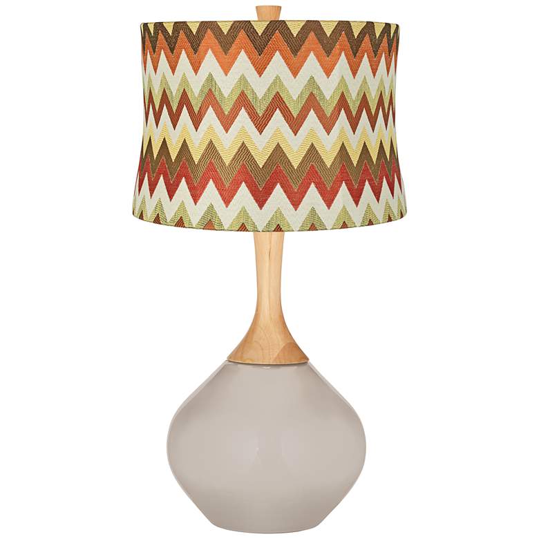 Image 1 Pediment Red and Brown Chevron Shade Wexler Table Lamp