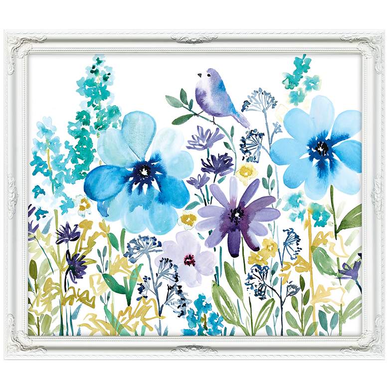 Image 2 Peek-A-Blue 32 inch Wide Illustrated Framed Floral Wall Art