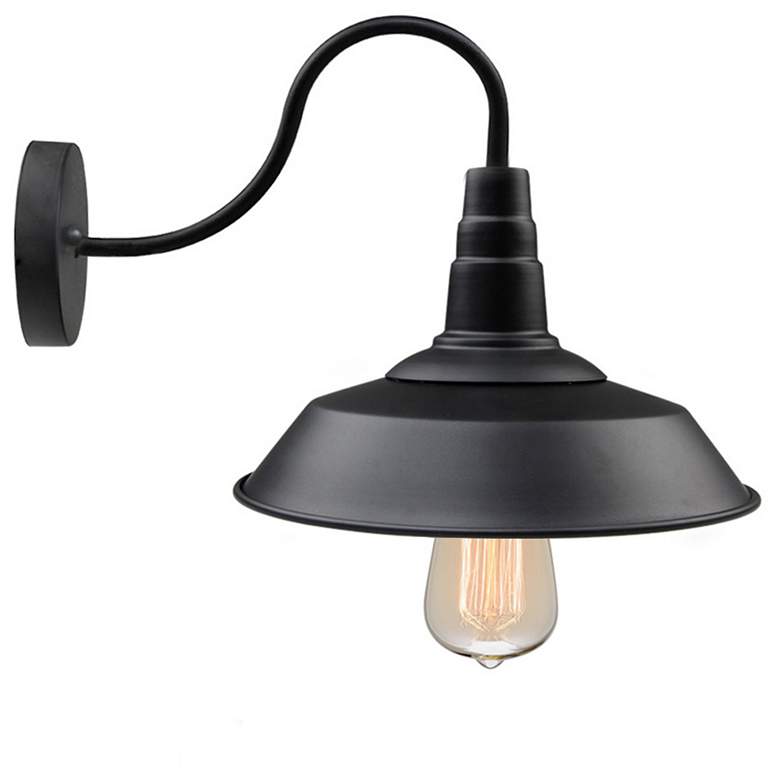 Image 1 Pei 1-Light 10.2 inch Wide Black Wall Lamps