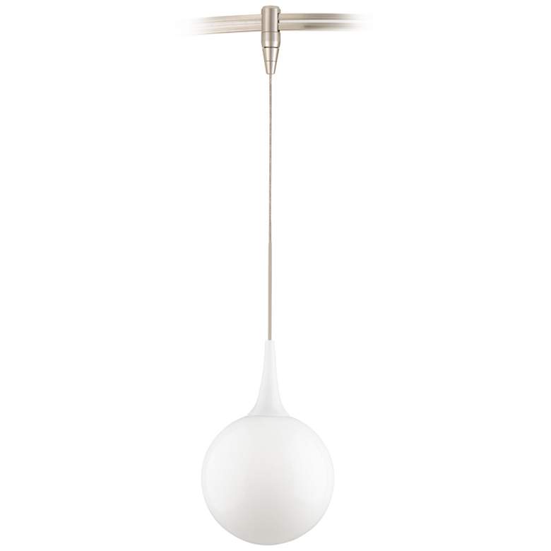 Image 1 Pele 6 1/2"W Satin Nickel Low-Voltage Monorail Mini Pendant