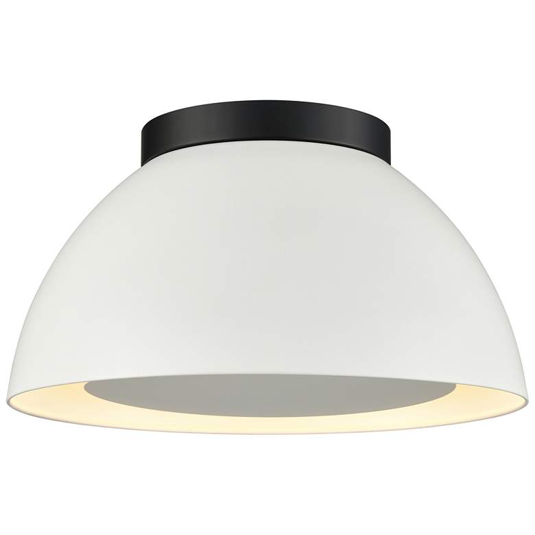 Image 1 Pelham 10" Wide 2-Light Flush Mount - Matte Black with Matte White