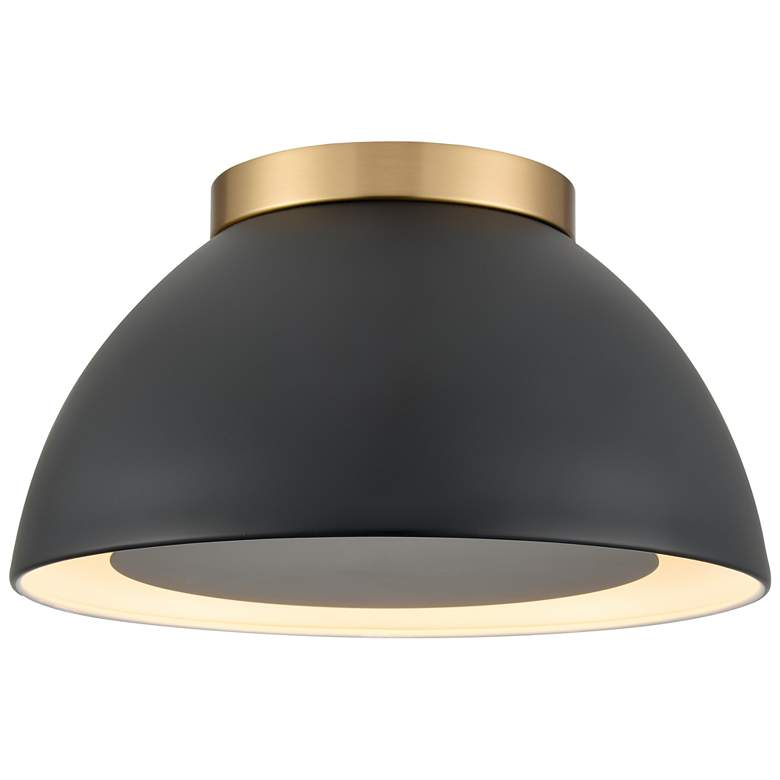 Image 1 Pelham 10" Wide 2-Light Flush Mount - Satin Brass with Matte Black