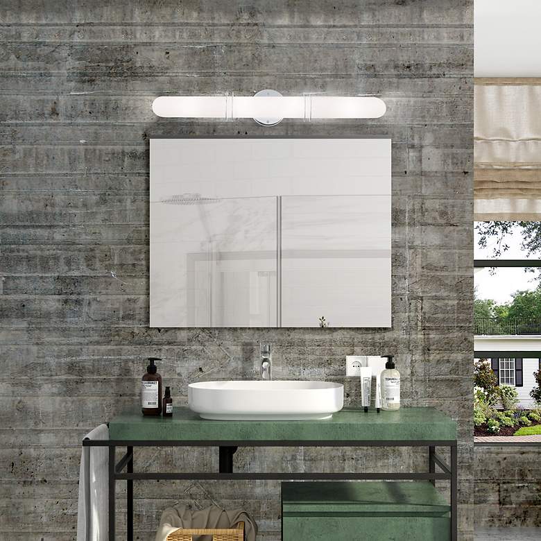 Image 3 Pelham 26.5-in W Polished Chrome Cylinder Vanity Light Bar more views