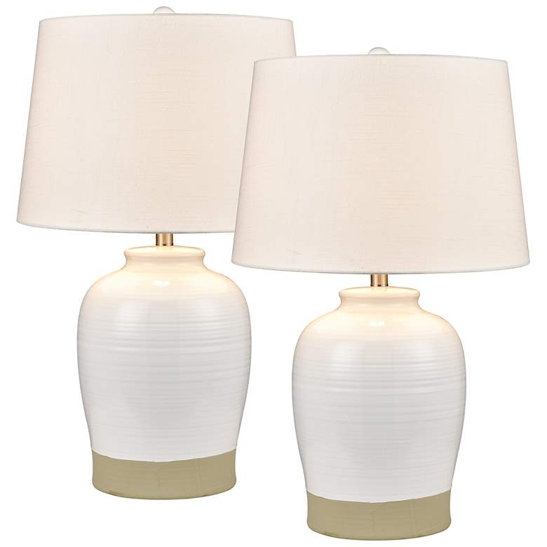 Image 1 Peli 28" High 1-Light Table Lamp - Set of 2 White