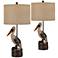 Pelican Antique Painted Wood Table Lamps Set of 2