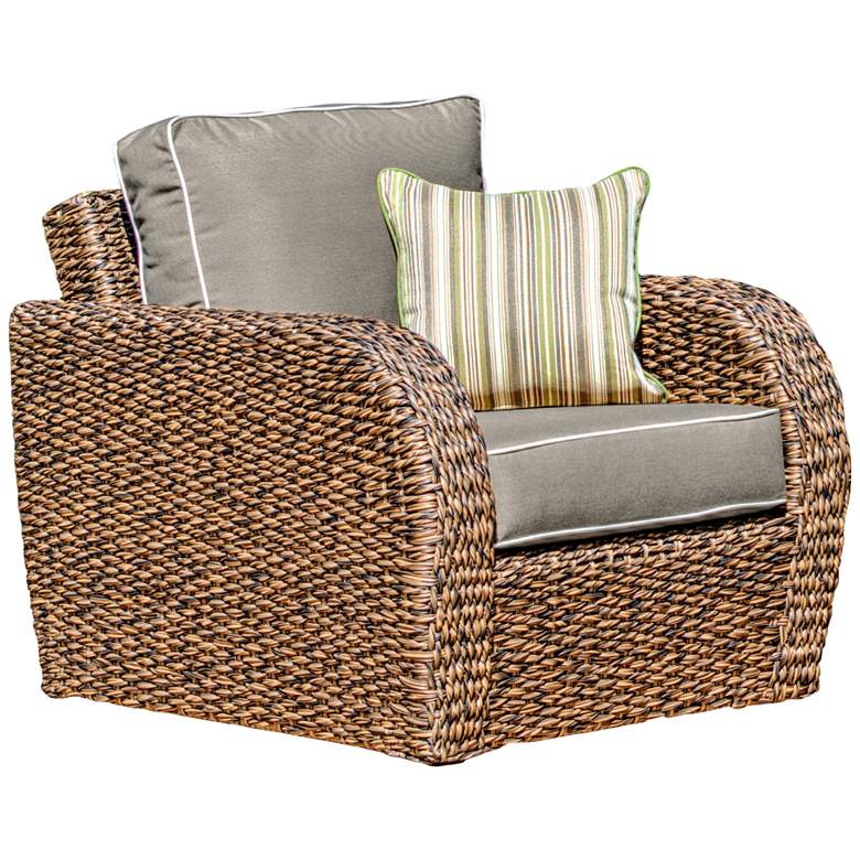 Image 1 Pelican Cove Brown Weave Canvas Taupe Outdoor Club Chair