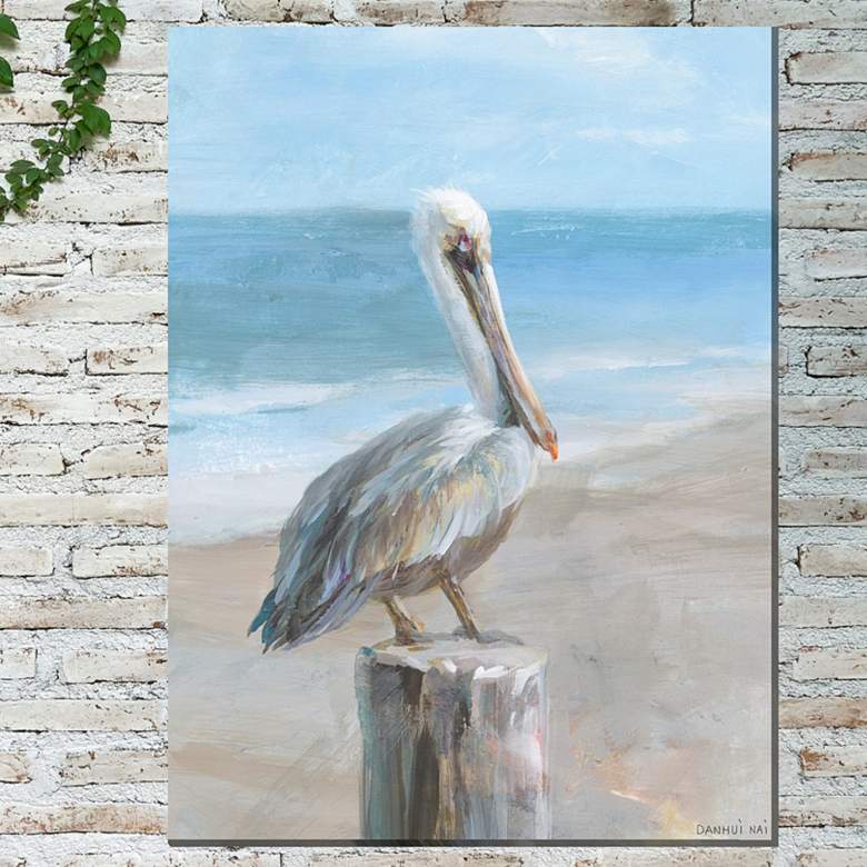 Image 1 Pelican Portrait 40"H Rectangular Outdoor Canvas Wall Art