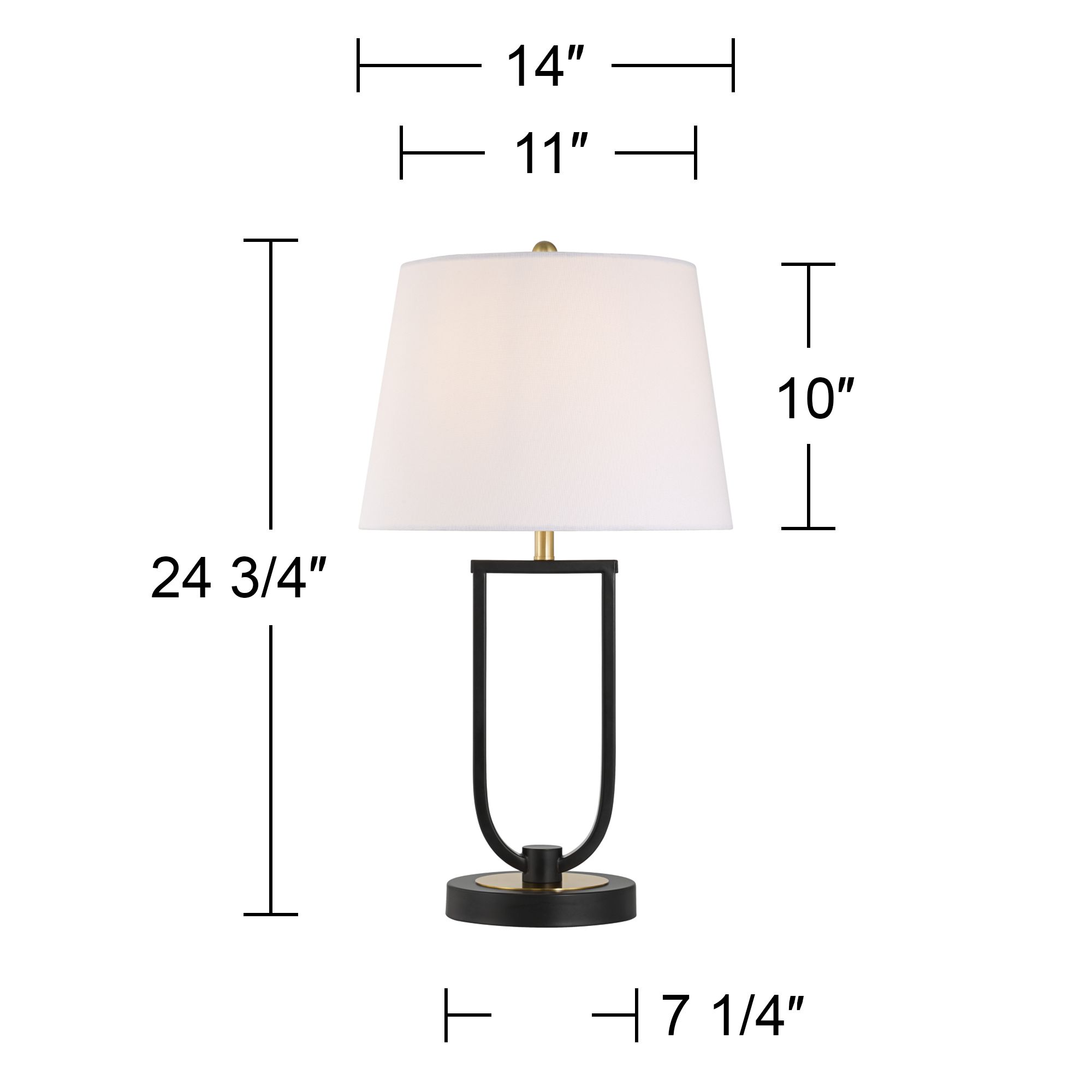 Pellana 24 3/4" High Black and Brass USB Table Lamp
