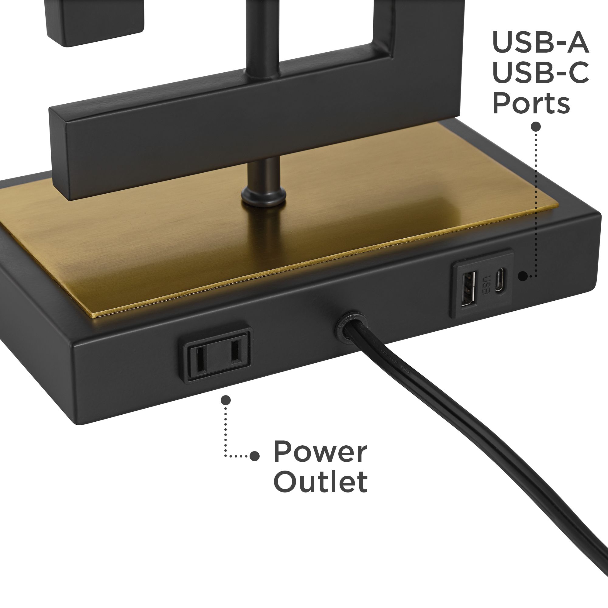 Image 7 Pellana 26 1/4" High Matte Black and Brass USB Table Lamp more views