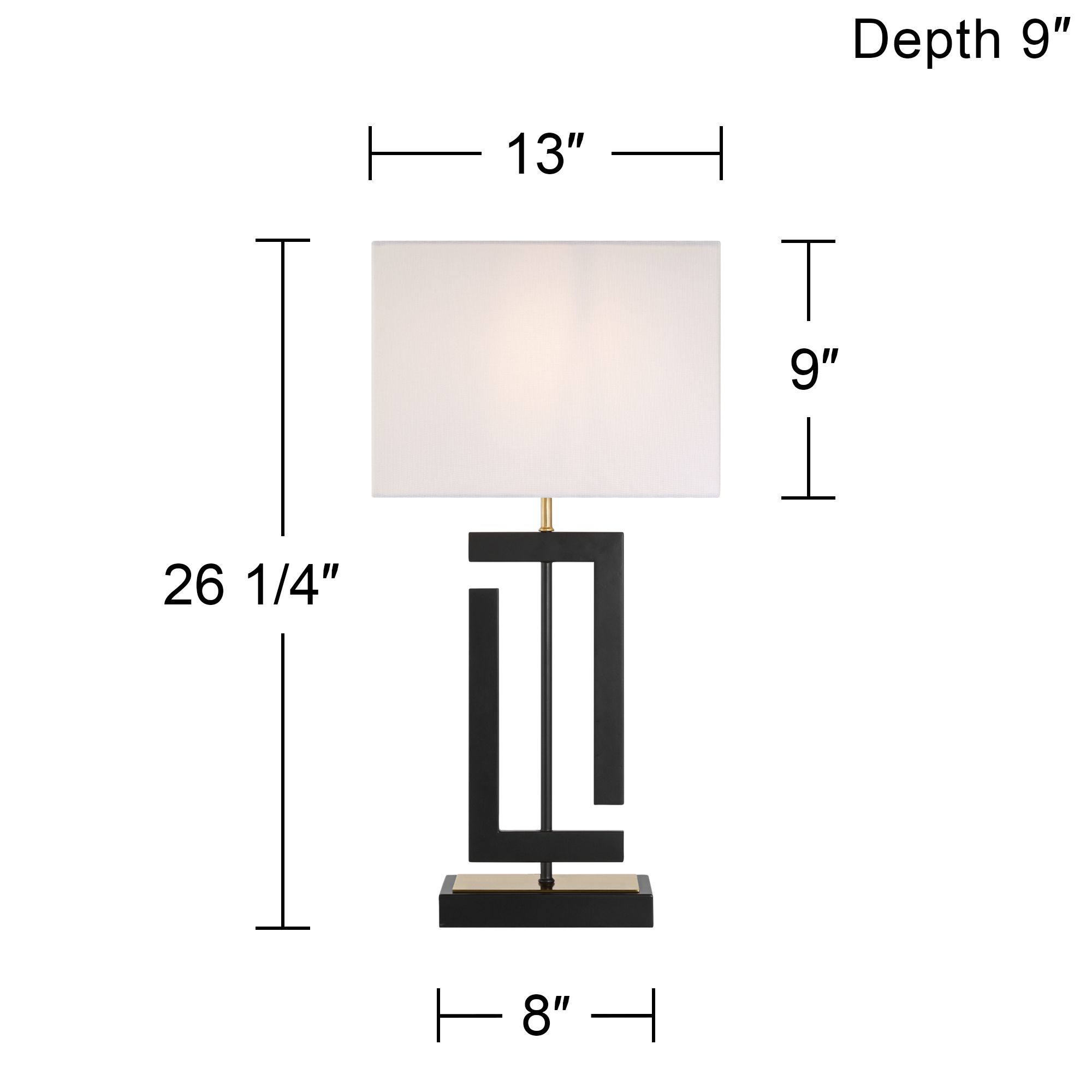 Pellana 26 1/4" High Matte Black and Brass USB Table Lamp Set of 2