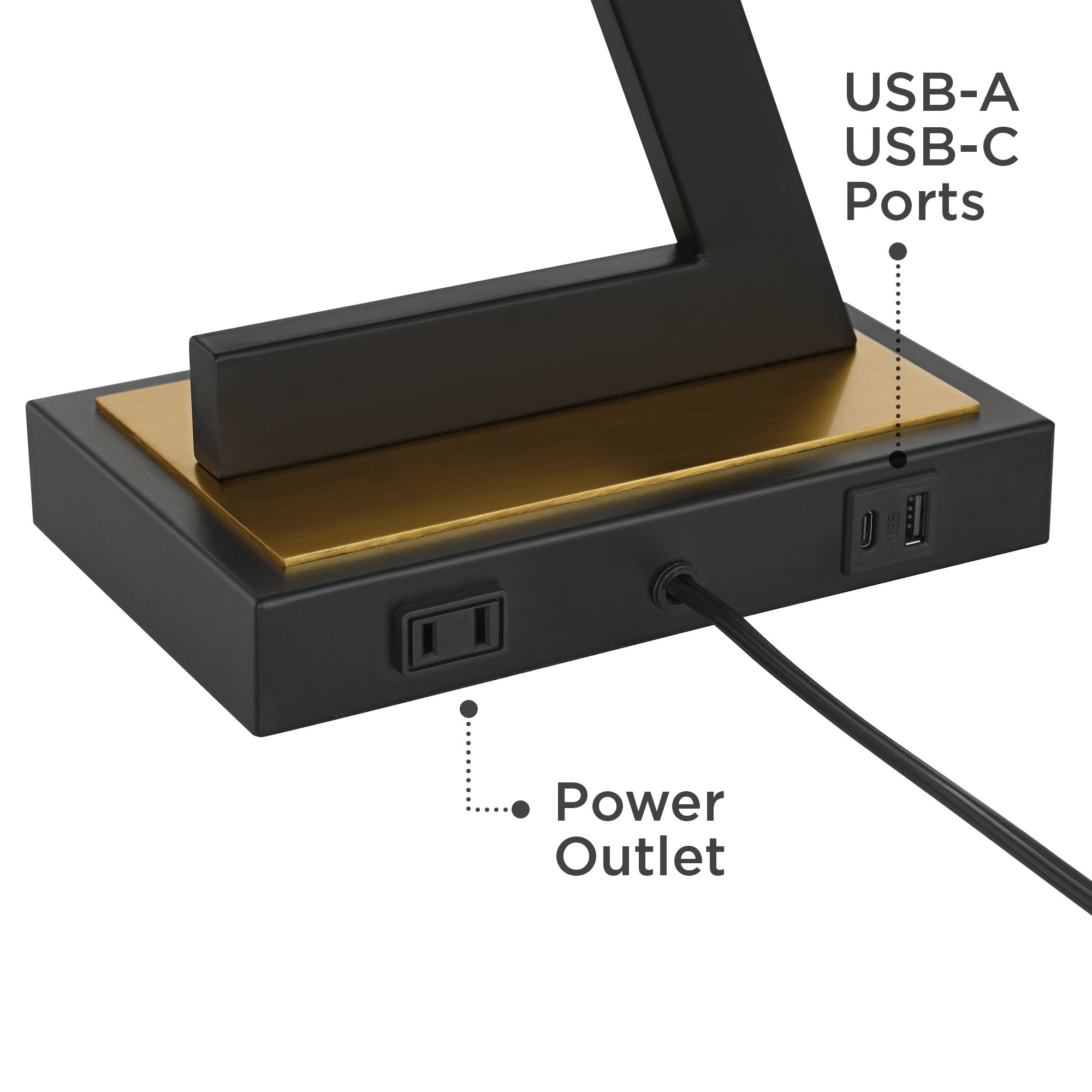Pellana 26" Z-Base Table Lamp with USBs and Power Outlet