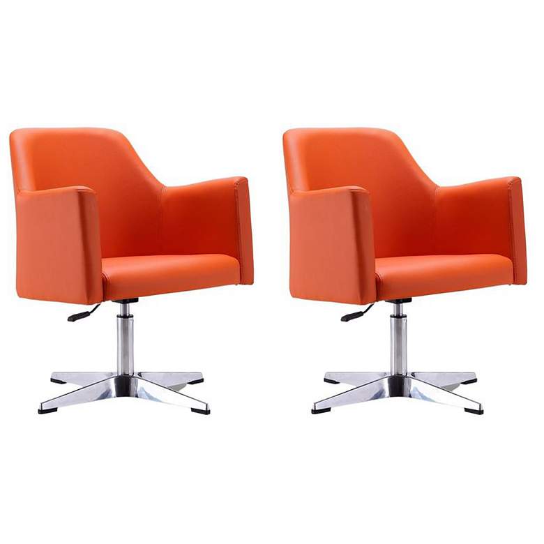 Image 1 Pelo Adjustable Height Swivel Accent Chair in Orange Set of 2