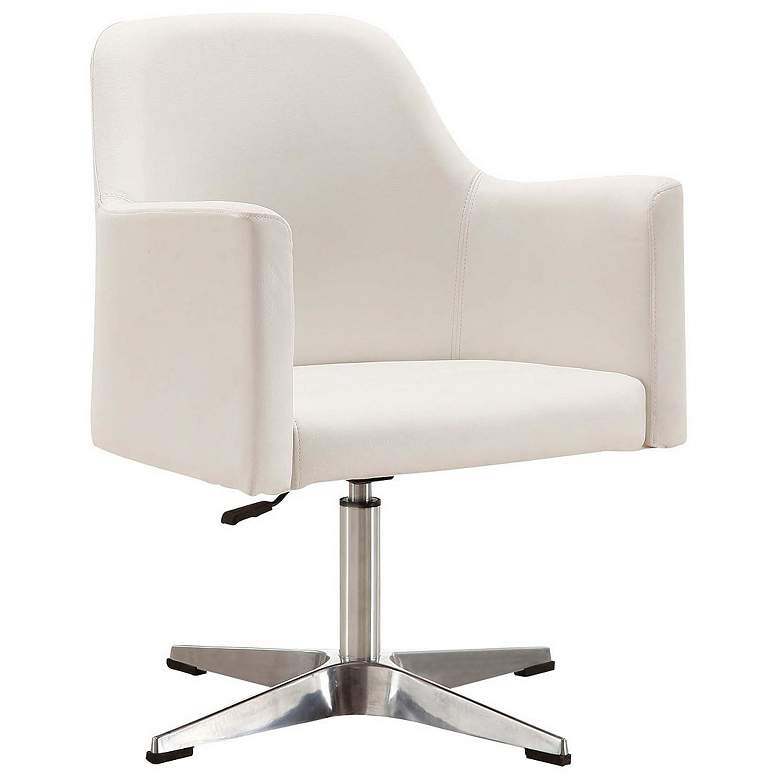 Image 1 Pelo Adjustable Height Swivel Accent Chair in White and Polished Chrome