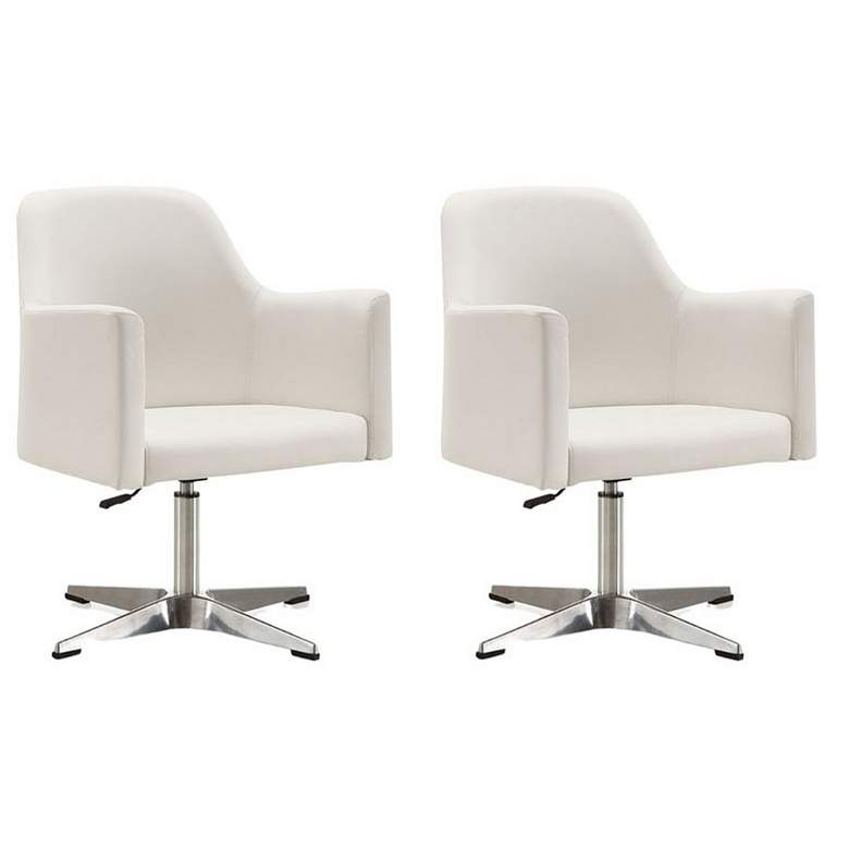 Image 1 Pelo Adjustable Height Swivel Accent Chair in White Set of 2
