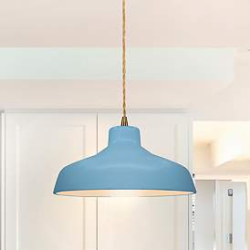 Image1 of Pelona 15 1/2" Wide Brass Sky Blue Twisted Pendant Light