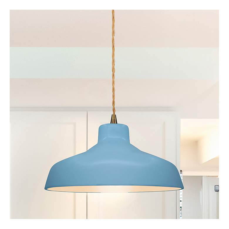 Image 1 Pelona 15 1/2" Wide Brass Sky Blue Twisted Pendant Light