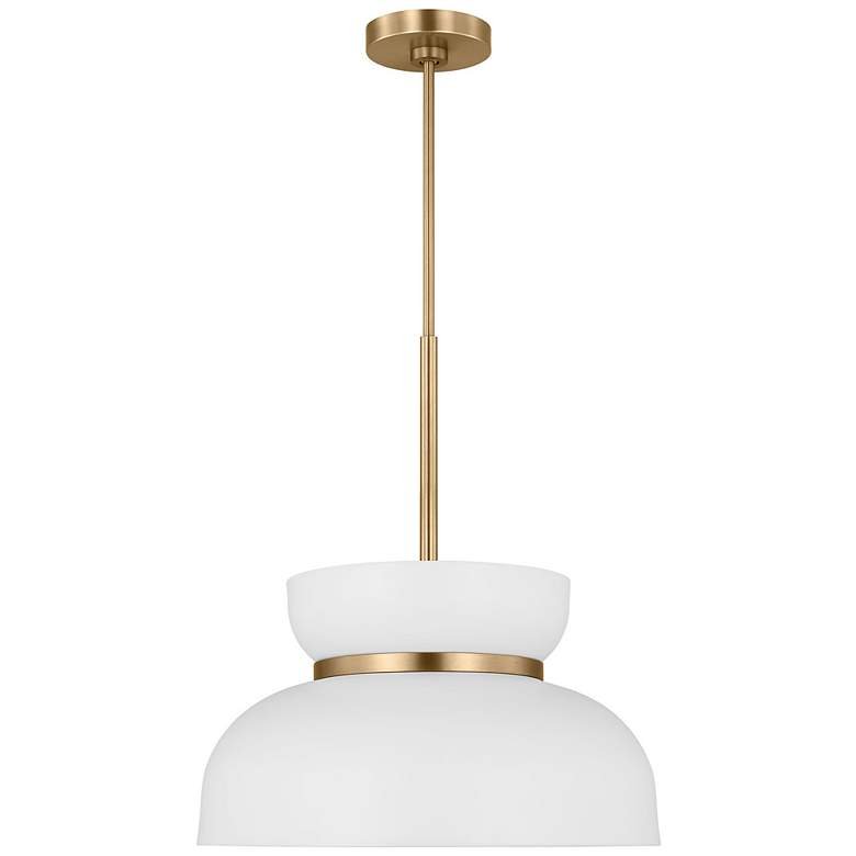 Image 1 Pemberton 12" Wide Satin Brass and Matte White Mini Pendant