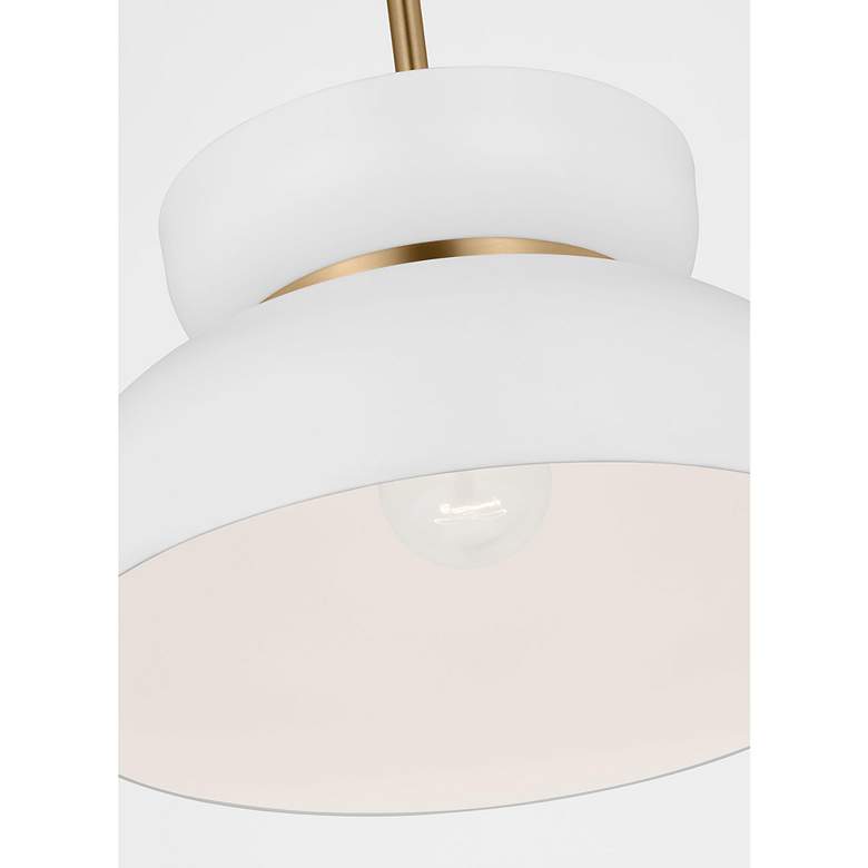 Image 2 Pemberton 12" Wide Satin Brass and Matte White Mini Pendant more views