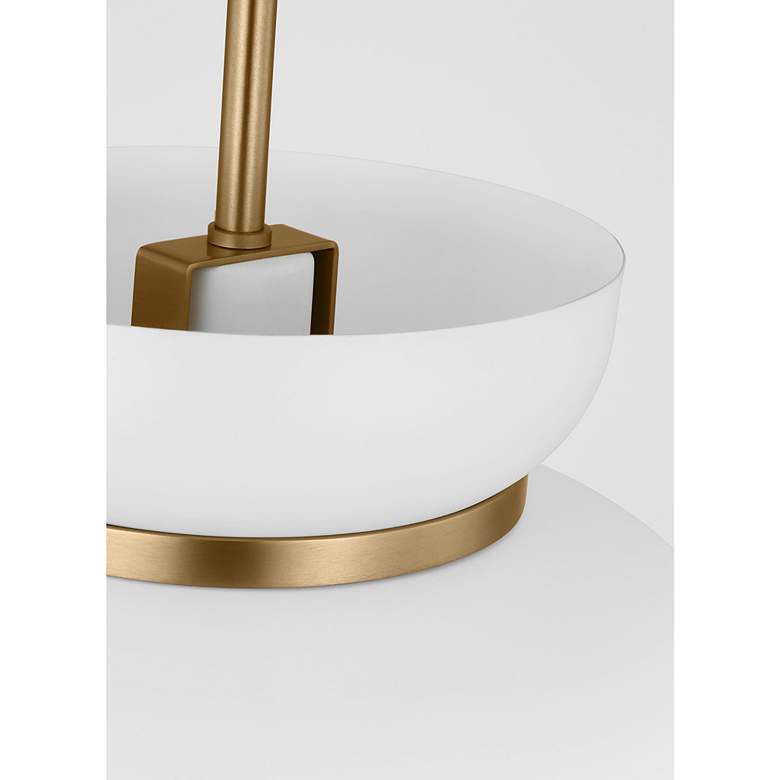 Image 3 Pemberton 12" Wide Satin Brass and Matte White Mini Pendant more views