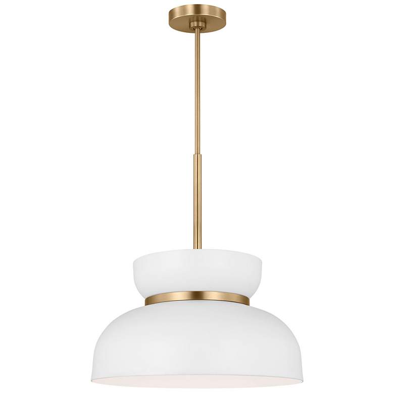 Image 4 Pemberton 12" Wide Satin Brass and Matte White Mini Pendant more views