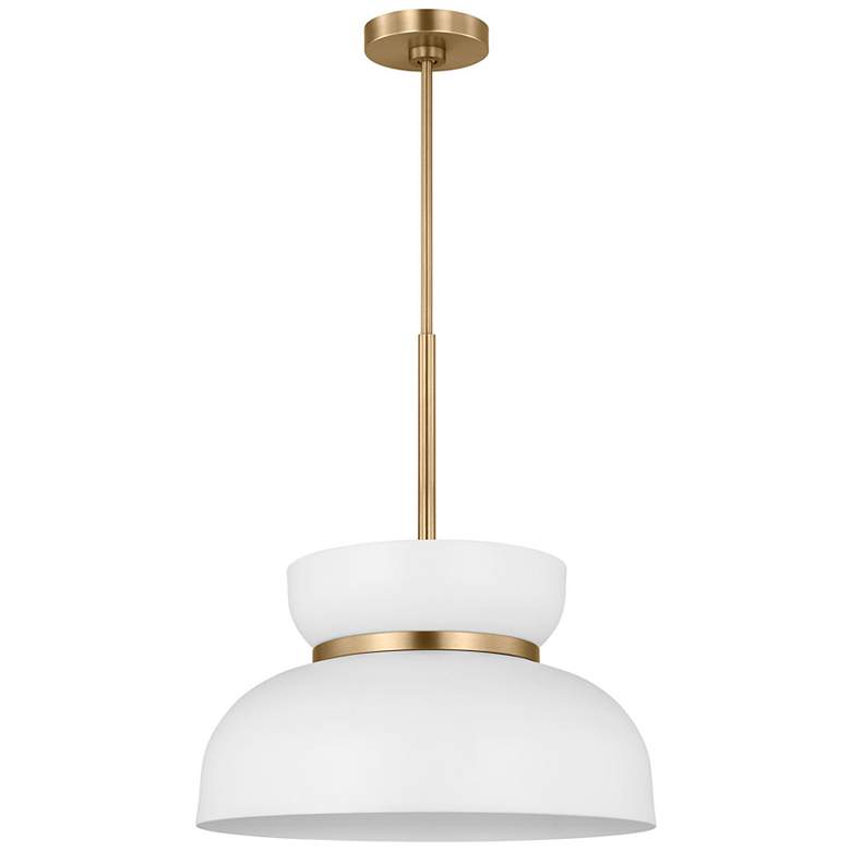 Image 5 Pemberton 12" Wide Satin Brass and Matte White Mini Pendant more views
