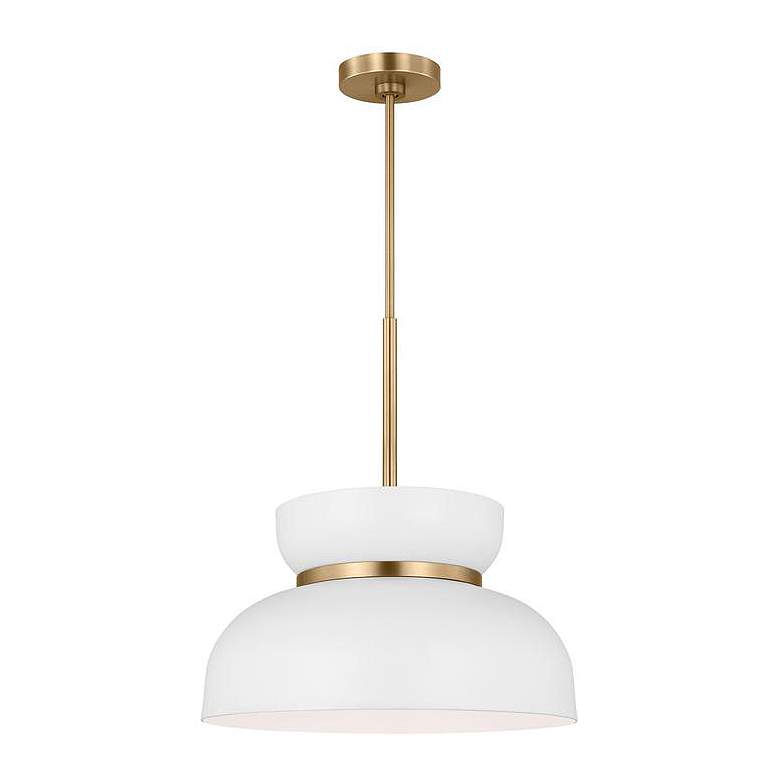 Image 6 Pemberton 12" Wide Satin Brass and Matte White Mini Pendant more views
