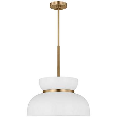 Pemberton 12" Wide Satin Brass and Matte White Mini Pendant
