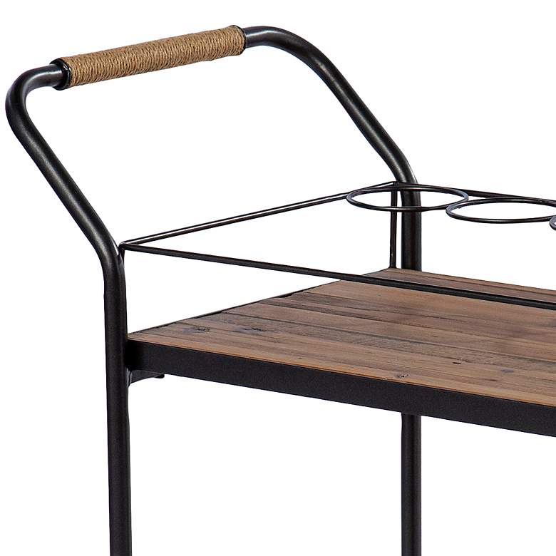 Image 3 Pemton 32 1/4" Wide Natural 2-Shelf Rolling Bar Cart more views