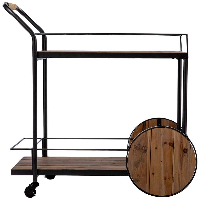 Image 5 Pemton 32 1/4" Wide Natural 2-Shelf Rolling Bar Cart more views