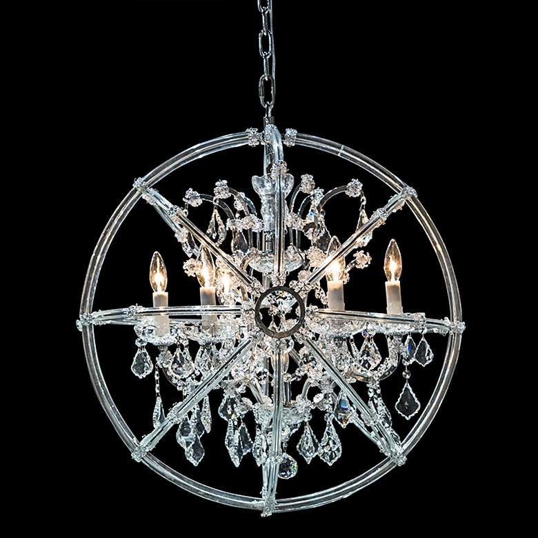 Image 1 Pena 25 3/4" Wide Chrome Crystal 6-Light Chandelier