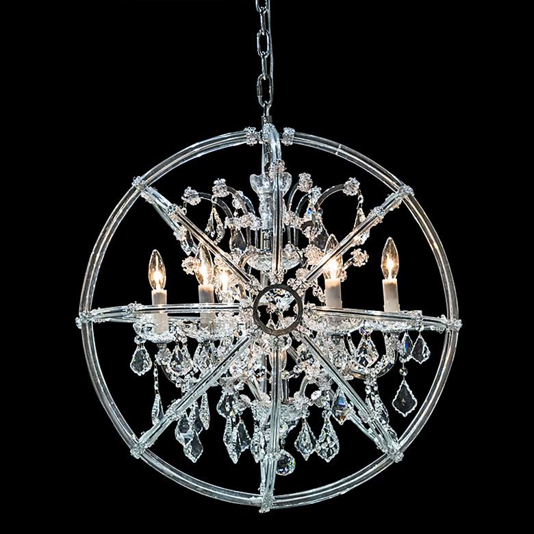 Image 1 Pena 25 3/4 inch Wide Chrome Crystal 6-Light Chandelier