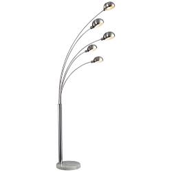 Penbrook 83&quot; High Modern Marble Base and Chrome Arc Floor Lamp