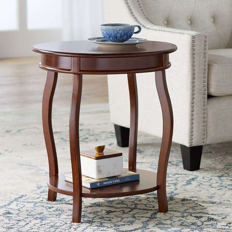 Image 1 Pendalton 20 1/4 inch Wide Dark Walnut Small Bamboo Accent Table