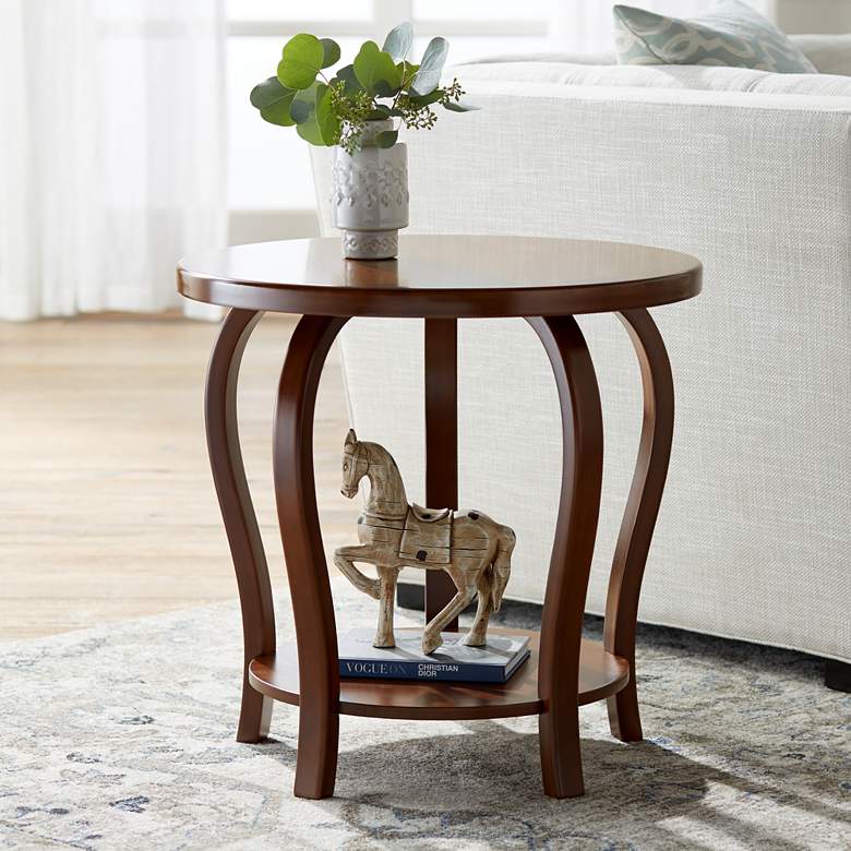 Image 1 Pendalton 23 3/4 inch Wide Dark Walnut Large Bamboo Accent Table