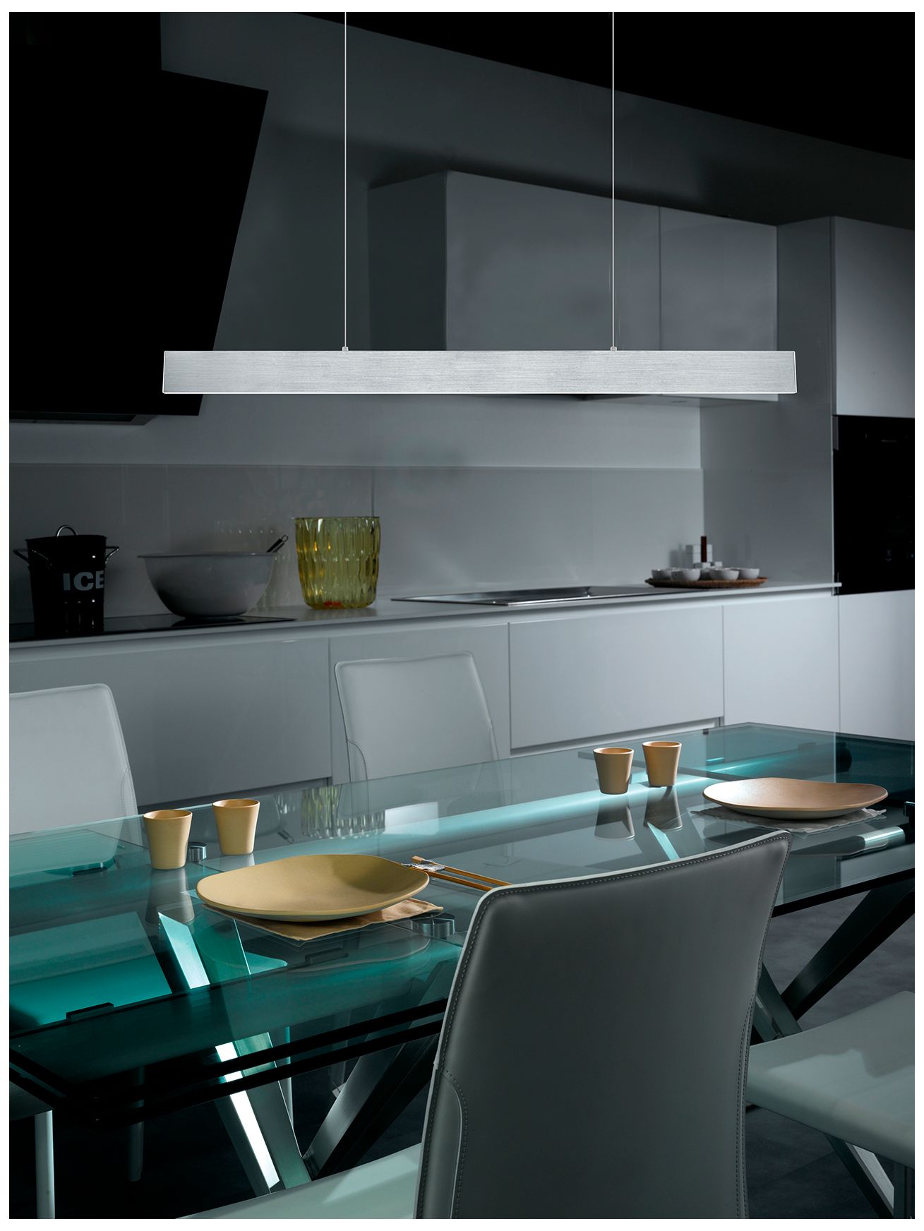 Image 3 Pendants 46.25" Wide Brushed Aluminum LED Linear Pendant more views