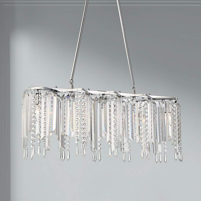 Image 1 Penderet 32" Wide Chrome and Crystal Island Pendant Light