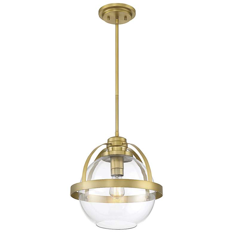 Image 3 Pendleton 14" Wide Warm Brass Clear Glass Pendant Light more views
