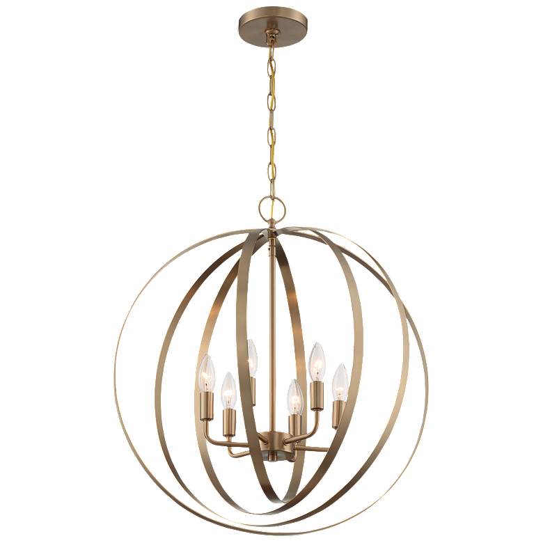 Image 1 Pendleton 22" Wide Burnished Brass 6-Light Pendant