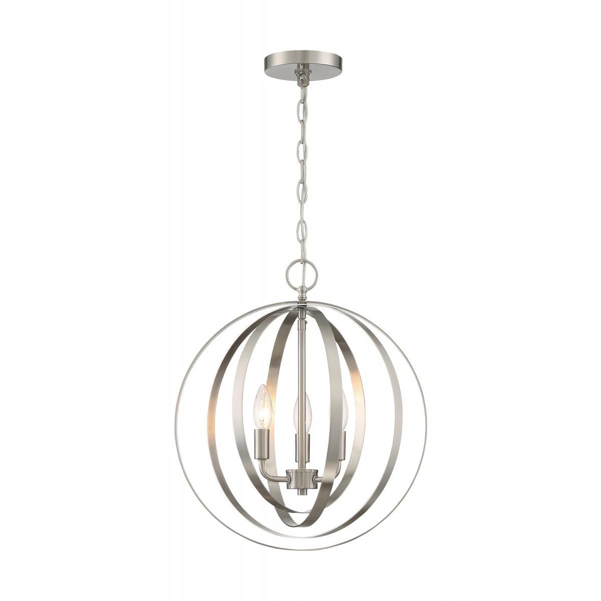 Image 3 Pendleton; 3 Light; Pendant Fixture; Brushed Nickel Finish more views