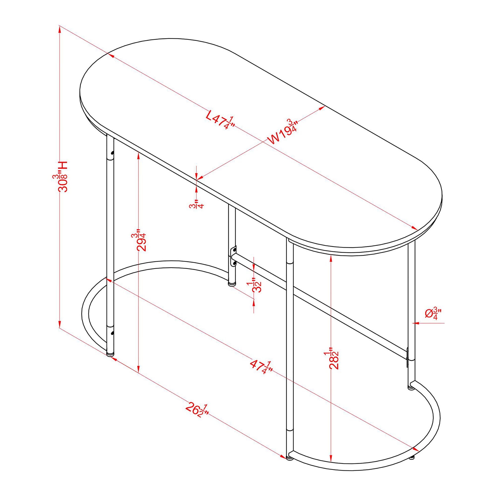 Pendrie 47 1/4" Wide Black and Gray Oval Writing Desk