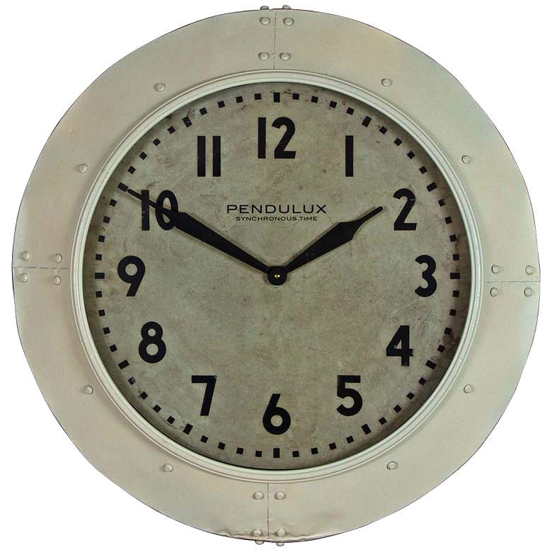 Image 1 Pendulux Industrial Riveted Steel 26 inch Round Wall Clock