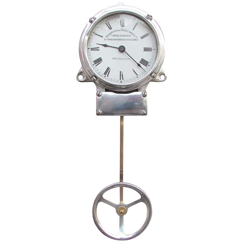 Image 1 Pendulux Telegraph Aluminum 13 inch High Pendulum Wall Clock