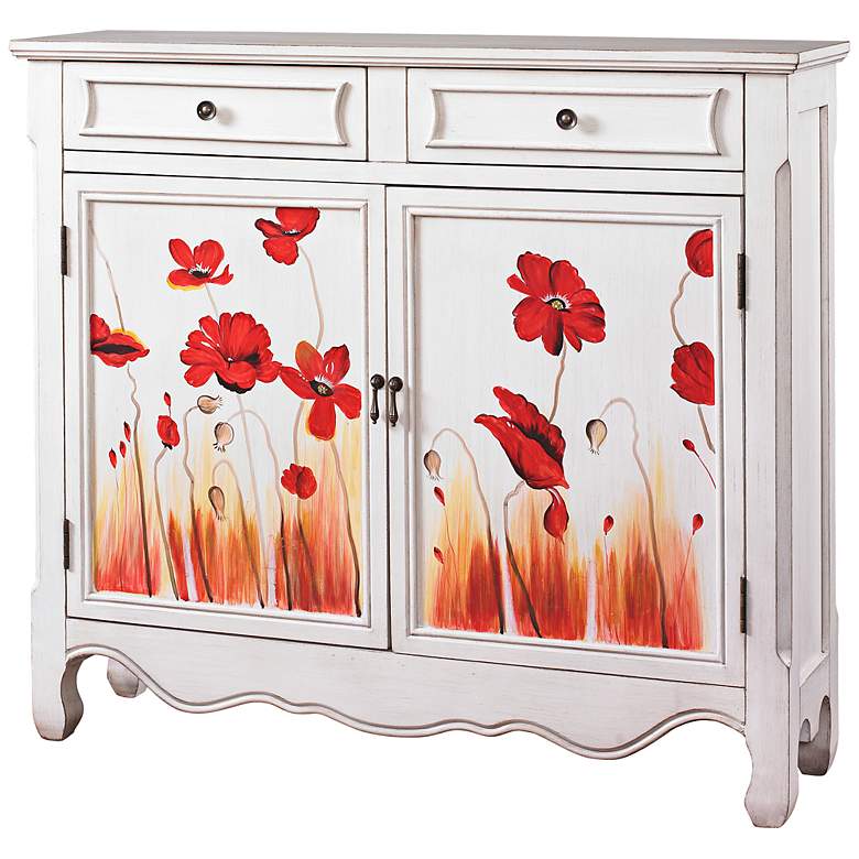 Image 1 Penelope Poppies on White Console